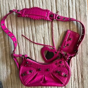 Balenciaga Le Cagole XS pink croc embossed